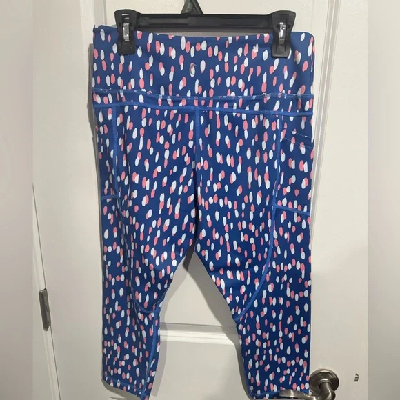 ZYIA 14-16 Light N Tight Capri Leggings Blue Pink White - Picture 4 of 5